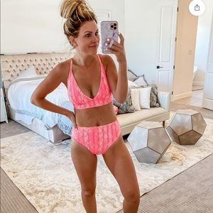 Neon pink swim suit